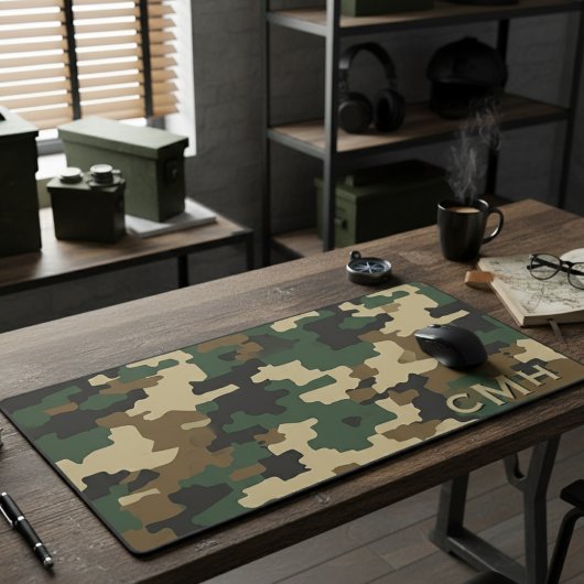 Monogramme numérique de camouflage militaire vert