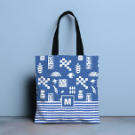 Monogramme Oiseau géométrique Abstrait Flore Bleu<br><div class="desc">Monogramme Abstrait Geometry Bird Floral Blue Girly Chic Sac fourre-tout dispose d'un design moderne abstrait bleu et blanc super géométrique, rétro matisse floral avec arcs-en-ciel et oiseaux en bleu et blanc avec votre monogramme personnalisé ci-dessous. Parfait pour l'anniversaire, la fête des mères, les cadeaux de Noël, les célébrations et plus...</div>