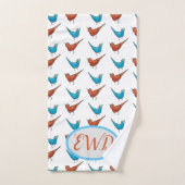Monogramme Oiseau rouge Bleu (Serviette à main)