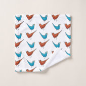 Monogramme Oiseau rouge Bleu (Gant de toilette)