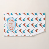 Monogramme Oiseau rouge Bleu (Serviette à main)