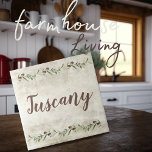 Monogramme Olive Garland Rustique Brown Toscane<br><div class="desc">Robe rustique branches d'olivier garland. Écriture toscane en coordination brun. Mélangez et faites correspondre d'autres tuiles pour créer votre look parfait. 100% de satisfaction client avec "Zazzle" tous les jours.</div>