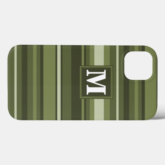 Monogramme olivier rayures vert Coque-Mate coque i (Verso (horizontal))