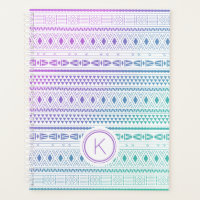 Monogramme Ombre violet bleu Boho