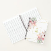 Monogramme Or blanc | Carnet floral rose (Intérieur)