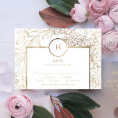 Monogramme or blanc Élégant Mercredi couronne RSVP