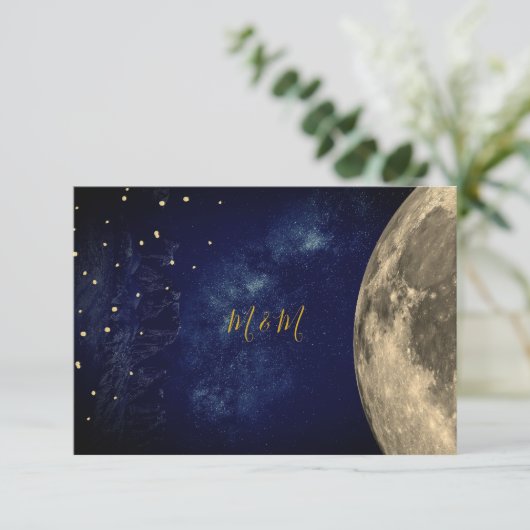 Monogramme or bleu nuit Sky Moon RSVP (Debout devant)