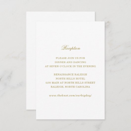 Monogramme Or Carte de réception de mariage tradit (Devant / Derrière)