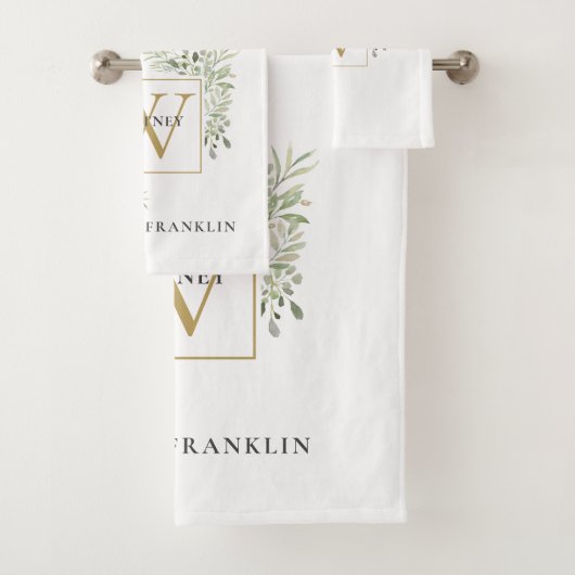 Monogramme Or Chic Eucalyptus Vert (En situation)