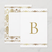 Monogramme or Damask Elegant Merci (Devant / Derrière)