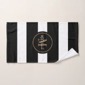 Monogramme Or de luxe moderne noir rayures blanche (Serviette à main)