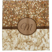 Monogramme Or Douche Rideaux de luxe Marbre (Devant)