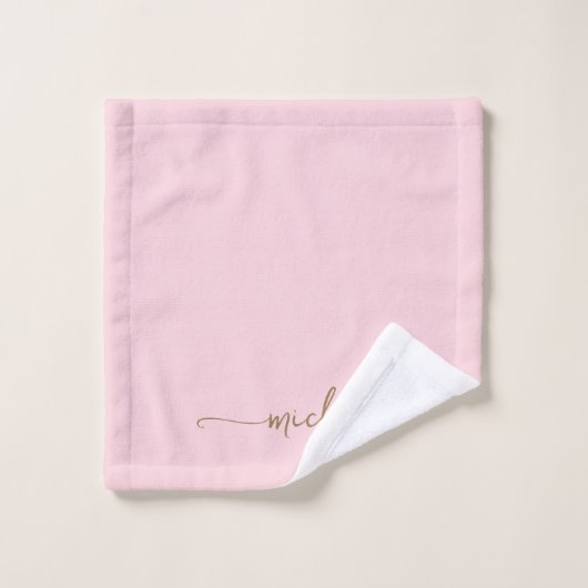 Monogramme Or élégant Nom Script Blush Pink (Gant de toilette)