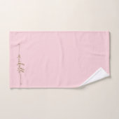 Monogramme Or élégant Nom Script Blush Pink (Serviette à main)