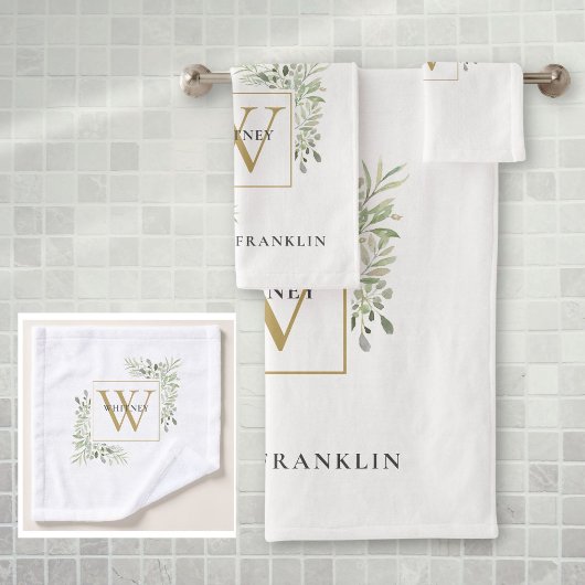 Monogramme Or en Chic avec verdure d'eucalyptus 