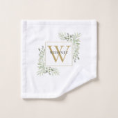 Monogramme Or en Chic avec verdure d'eucalyptus  (Gant de toilette)