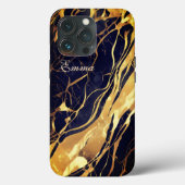 Monogramme or et noir coque iphone 13 pro max (Verso)