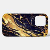 Monogramme or et noir coque iphone 13 pro max (Verso (horizontal))