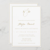 Monogramme or Faire-part de mariage moderne (Devant / Derrière)