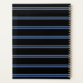 Monogramme Or Gras, Nom, Lignes Bleues sur Noir (Dos)