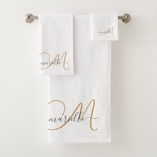 Monogramme or mignon Nom du script Elegant Blanc (En situation)
