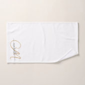 Monogramme or mignon Nom du script Elegant Blanc (Serviette à main)