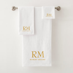 Monogramme Or Moderne En Blanc