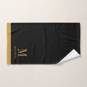 Monogramme Or moderne en noir (Serviette à main)