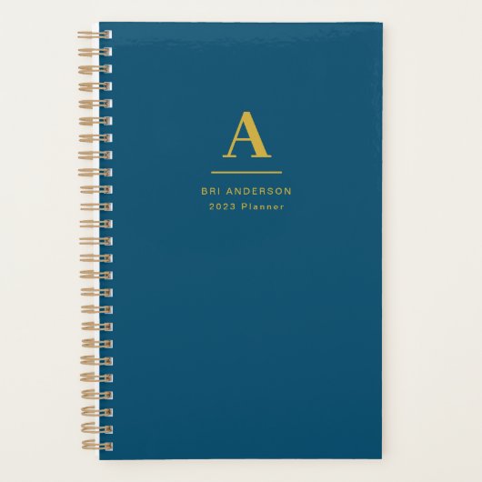 Monogramme or moderne Indigo Blue Pro Business (Devant)