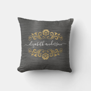 Monogramme Or Nom Script Jeter Oreiller