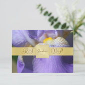 Monogramme Or Purple Iris RSVP Invitation (Debout devant)