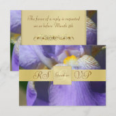 Monogramme Or Purple Iris RSVP Invitation (Devant / Derrière)