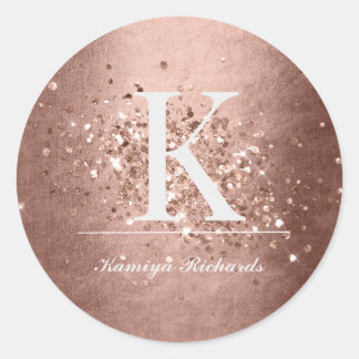 Monogramme or Rose Faux et Sticker de nom