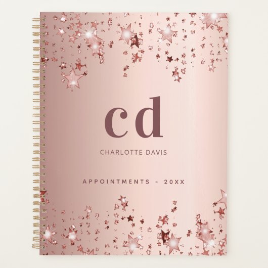 monogramme or rose initiales étoile nom (Devant)