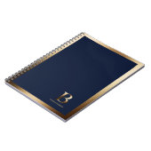 Monogramme or simple | Carnet bleu marine (Côté gauche)