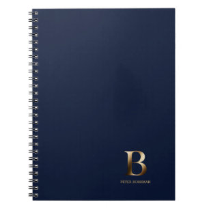 Monogramme or simple Carnet bleu marine