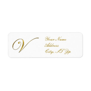 Monogramme Or V Étiquettes d'adresse de retour Cus