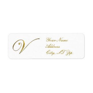 Monogramme Or V Étiquettes d'adresse de retour Cus
