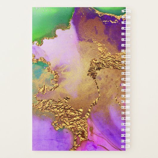 Monogramme or violet vert agate aquarelle chic (Dos)