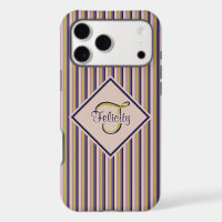 Monogramme or, violet, violet et roses
