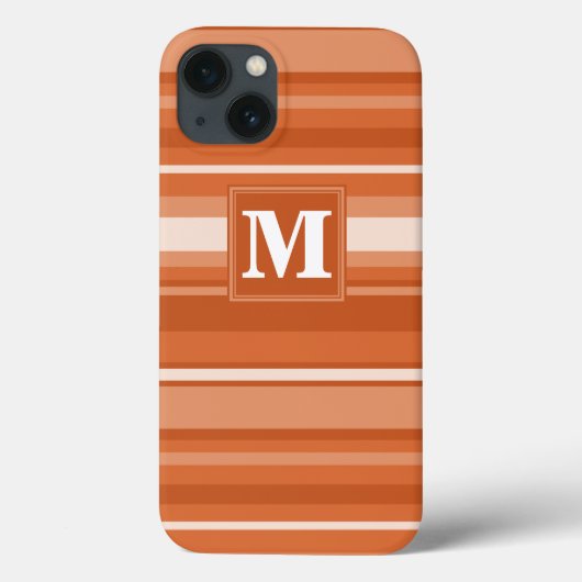 Monogramme orange rayures Coque-Mate coque iphone (Verso)