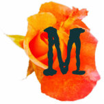 Monogramme Orange Rose Photo Sculpture Ornement<br><div class="desc">Sympa,  audacieux et simple...  Peut être transformé en épingle,  aimant,  porte - clé ou ornement (sélectionnez une option). Choisissez votre lettre.</div>