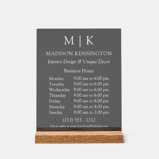 Monogramme ou ajouter un logo Heures d'ouverture N (Recto)