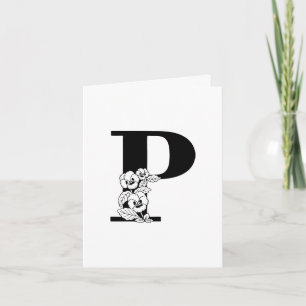 Monogramme P Floral Sur Carte Note Blanche