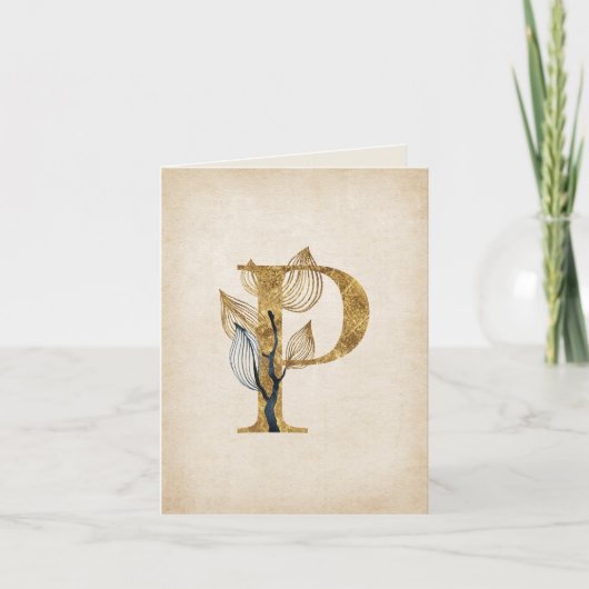Monogramme P or et noir avec Feuille (Devant)