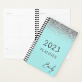 Monogramme Pailleté Bleu Aqua Sarcelle Argenté 202 (Devant avec enveloppe)