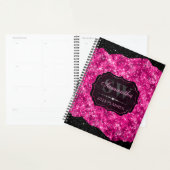 Monogramme pailleté rose chaud élégant avec bords (Devant avec enveloppe)