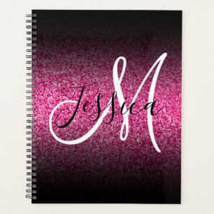 Monogramme Pailleté Rose Chaud Ombre Noir Élégant