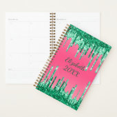 Monogramme pailleté vert rose tendance glamour (Devant avec enveloppe)