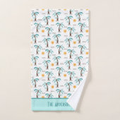 Monogramme Palmiers Été Tropical Soleil Plage (Serviette à main)